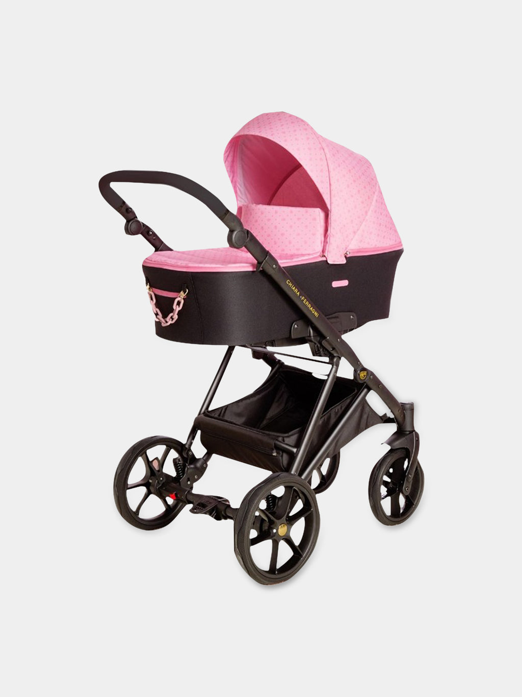 Black Trio-stroller for baby girl with logo